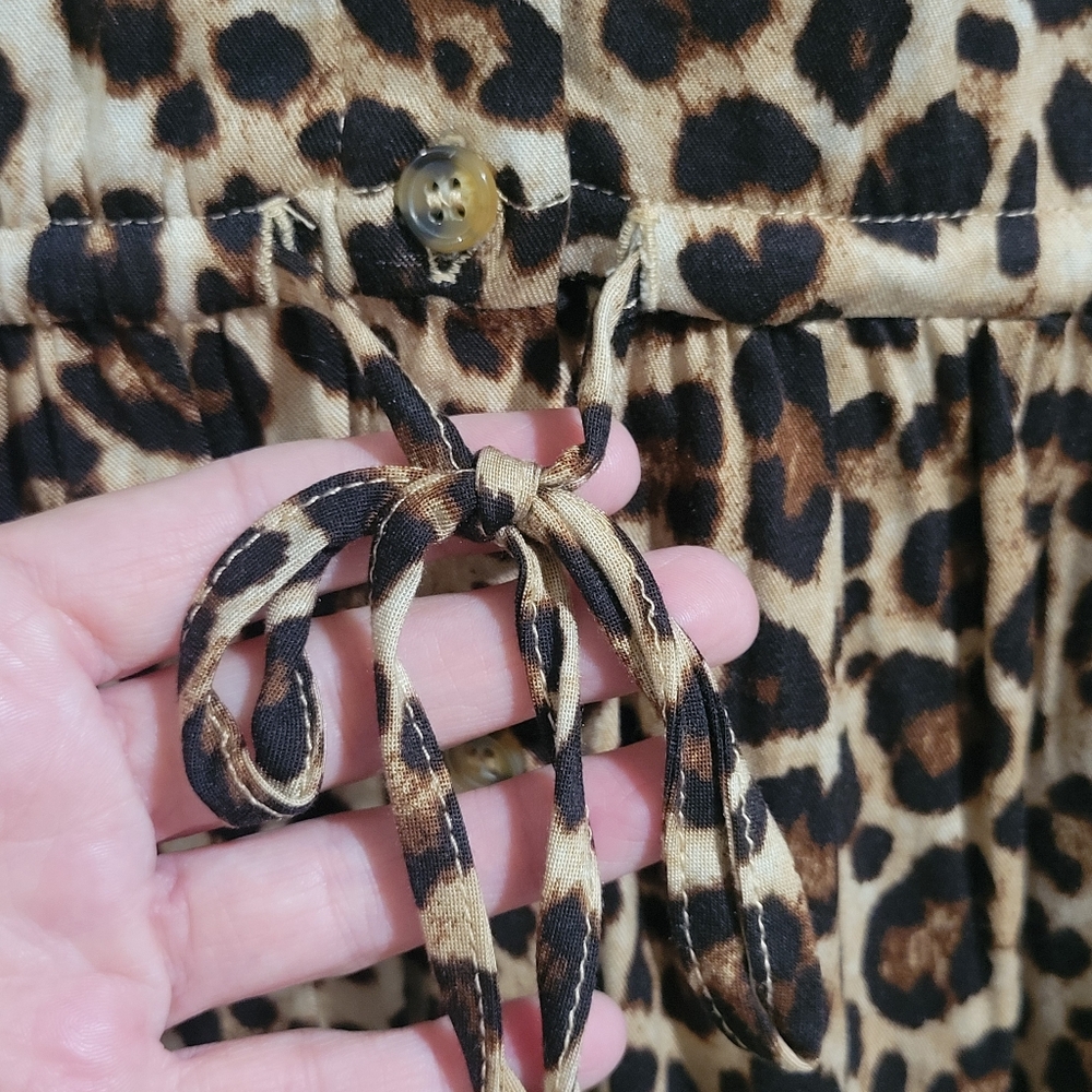 Torrid Women's Leopard Print Chalis Midi Dress NWT Size 4X Drawstring Buttons - Picture 16 of 16
